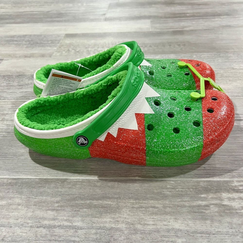 Crocs Men's 13 Classic Lined Holiday Christmas Elf Fur Lined Clogs 206913-90H